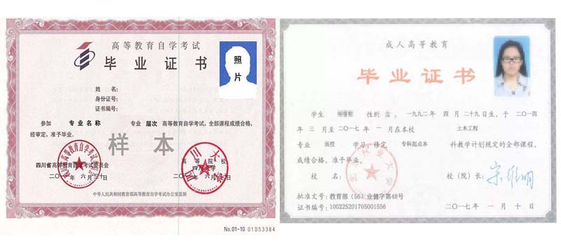 自考本科與成考本科畢業(yè)證書對(duì)比