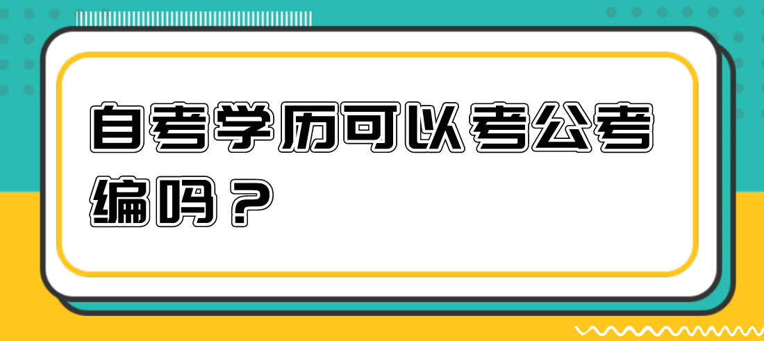自考學歷可以考公考編嗎？