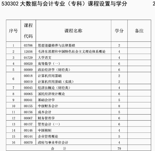 自考大數(shù)據(jù)與會(huì)計(jì)專業(yè)計(jì)劃